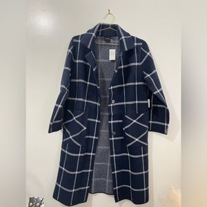 Macy’s Cliche Navy and White Striped Duster Jacket